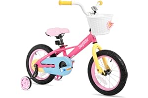 JOYSTAR 12 & 14 & 16 Inch Kids Bike with Training Wheels for 2-7 Years Girls, Girls Rainbow Bikes Bicycles, Macarons