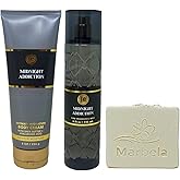Bath & Body Works Midnight Addiction Body Cream and Fragrance Mist Duo Set with a Natural Oats Bar Soap - Full Size