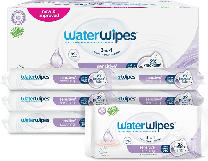Sensitive+ Soothing Clean Wipes, 99% Wasser, parfümfrei, 6 Pack
