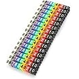 Walfront Digital Number Tube Wire Number Label Tube Cable Marker Wire Numbering Marker Colorful Cable Straps Coded Clip on Plastic Cable(150PCS KCM-1.5MM 1.5square)