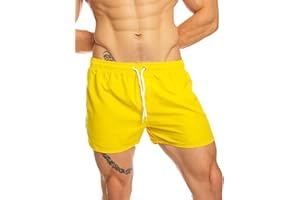 LINMYZAI Men's Swim Trunks 5" Quick Dry Bathing Suit Mens Sports Beach Shorts with Mesh Lining