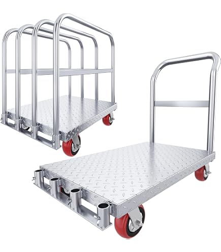 Heavy Duty Flatbed Cart With 5″ Casters – 1500 Lbs Capacity Panel Truck For Drywall, Lumber, Mattress Moving