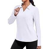 PINSPARK Long Sleeve Shirts for Women UPF 50+ Sun Shirt Workout Tops Quick Dry V Neck Athletic Running Hiking Golf Polo S-3XL