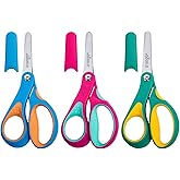 LIVINGO Left Handed Kids Scissors: Blunt Tip Safety Lefty Toddler Child Scissors for School Craft Cutting Paper - 3 Pack 5 in