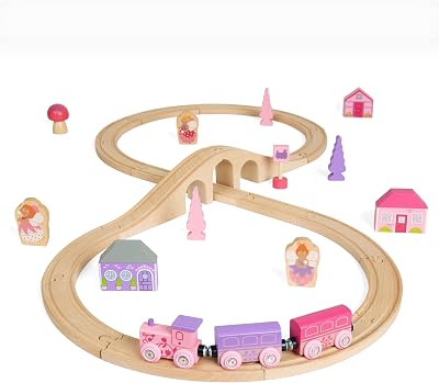 Bigjigs Toys Fairy Figure of 8 Train Set 35 Pieces Wood Railway Gift 3+
