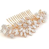 Hapibuy Crystal Wedding Hair Comb Bridal Hair Comb with Pearl Wedding Headpiece for party wear Golden Hair Accessory