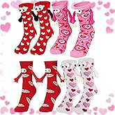 JFBNXB Couples Socks, Funny Valentine's Novelty Socks Holding Hands, 4 Pairs of Soft Cozy Socks for Couples and Best Friends, Perfect for Romantic Gestures and Gift Giving