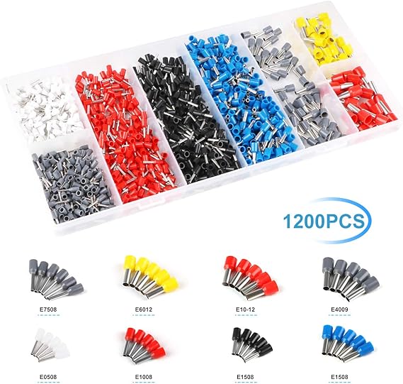 1200Pcs Wire Ferrules kit, Wire Terminal Ferrules Crimp Connector, Insulated Cord Pin End