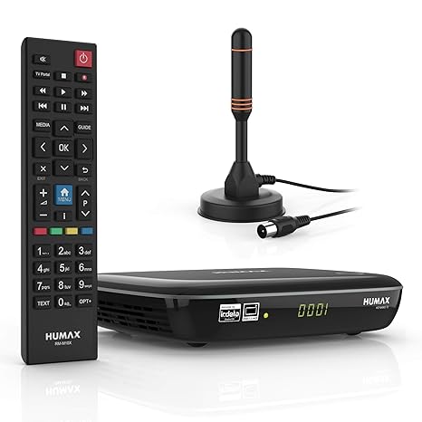 Humax HD Nano T2 HD Receiver Set mit Stabantenne und Cable Candy / DVB-T2 Receiver / Anschlüsse: HDMI, SCART, USB / mit PVR A