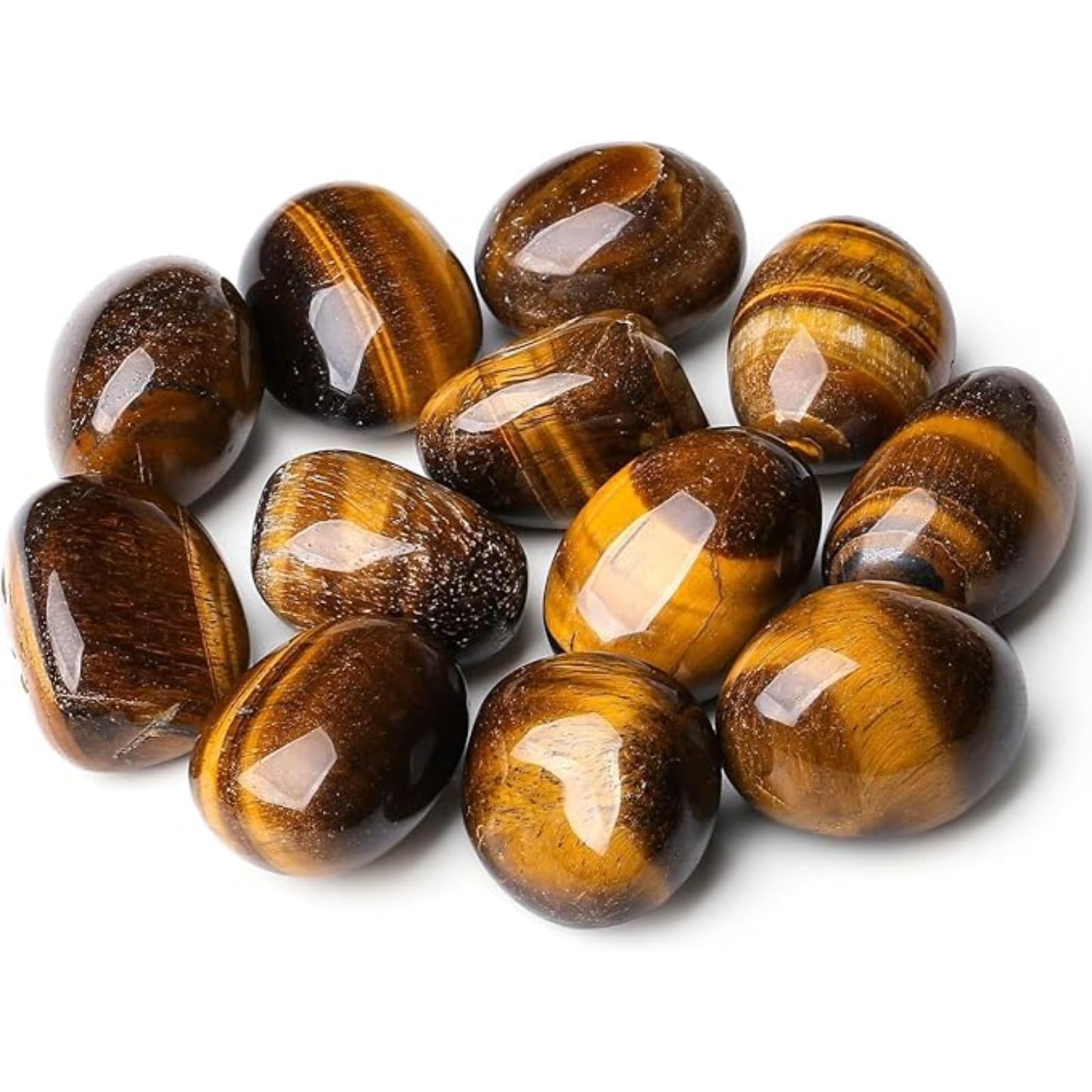 Prajet Crystal Tiger Eye Tumbled Stone – Natural Healing Crystal for Protection, Confidence, Meditation, Chakra Balancing & Reiki Healing (Polished Tiger’s Eye Gemstone)