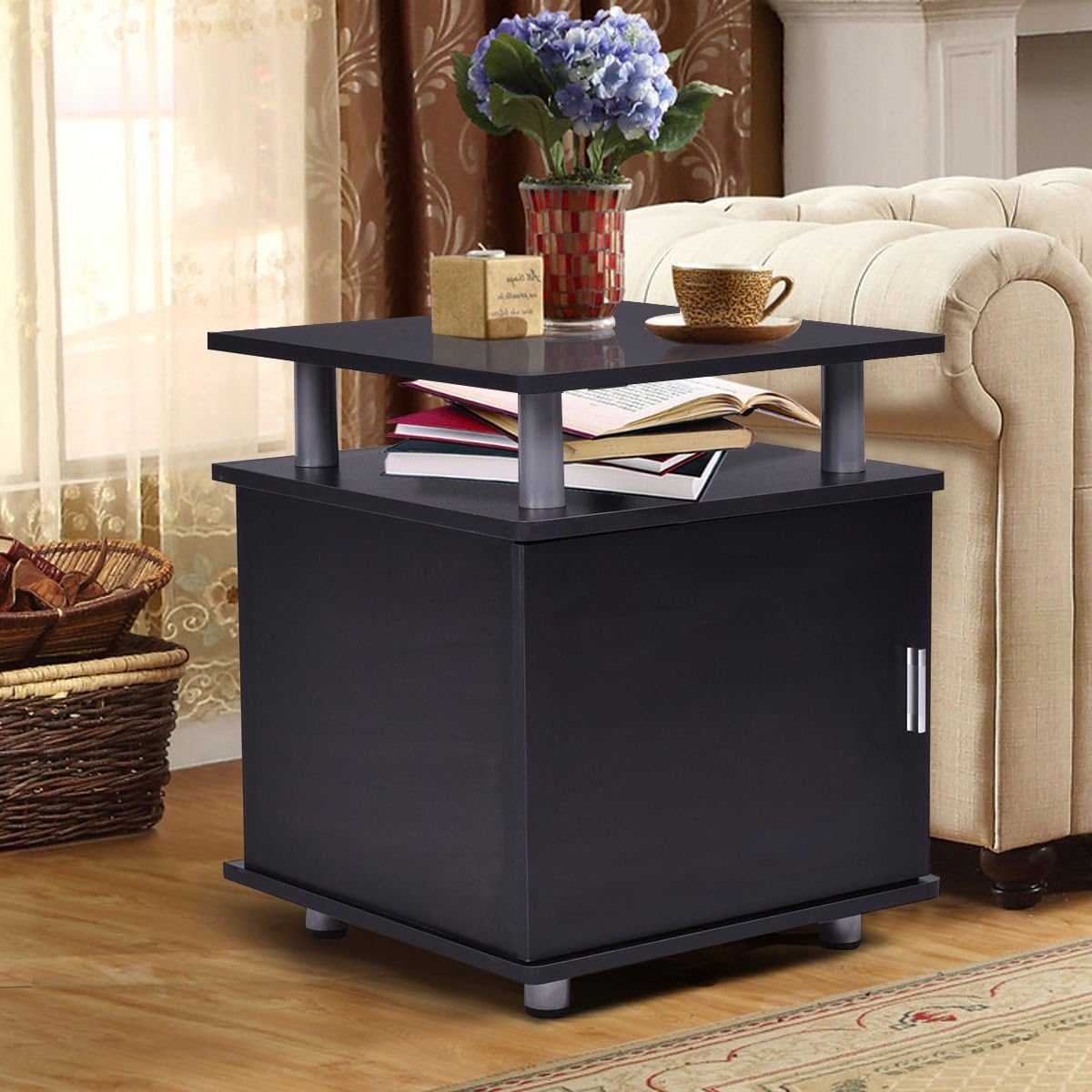 Mintto Shop End Table Nightstand Accent Storage Cabinet Couch Side Living Room Furniture New