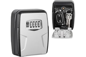 Fayleeko Key Lock Box Wall Mounted, 5 Keys Capacity, Key Safe Security Storage Lock Box for Indoor, Outdoor, Garage, Garden, Store (1 Pack, Gray)