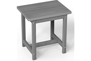 SUUNYN Outdoor Side Table – 17" HDPE Adirondack Side Table,Sturdy Small Outdoor Tables, Weather-Resistant & Easy Assembly Patio End Tables for Garden, Balcony, Porch & Poolside (Grey)