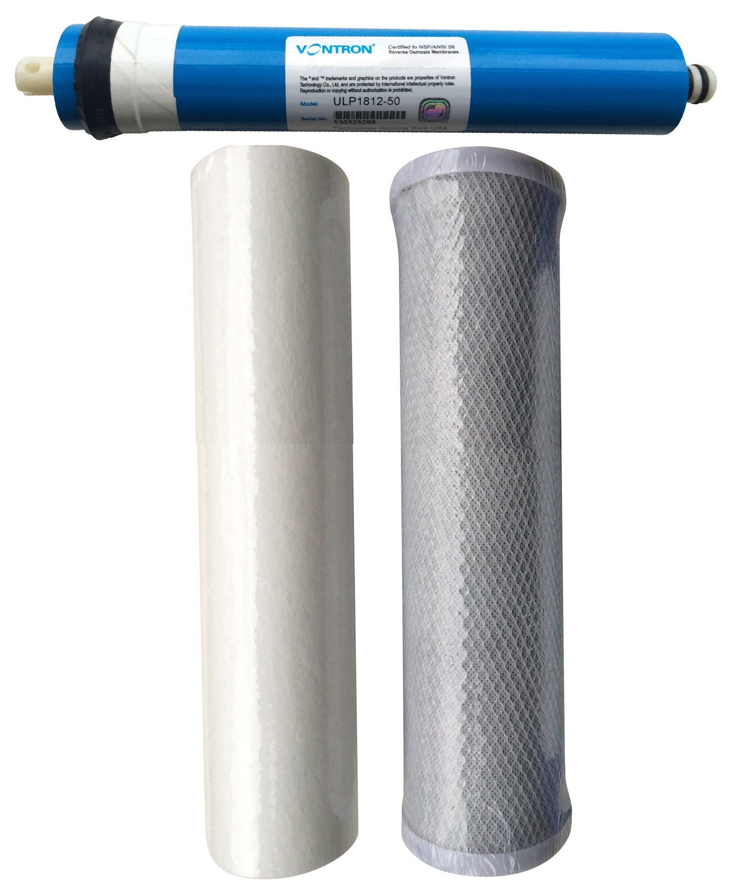 Reverse Osmosis 3 Stage RO Unit Replacement Pre Filters Including Membrane (50gpd Membrane)