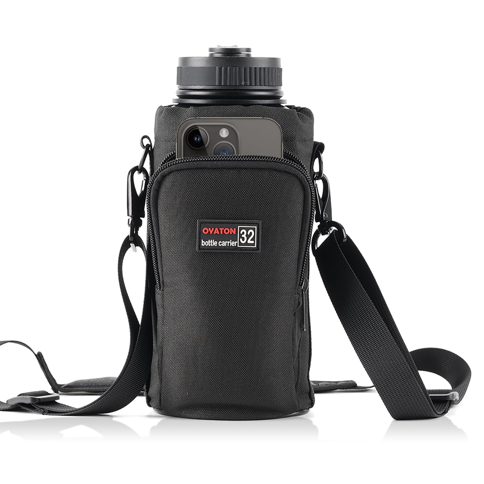 OYATON Water Bottle Holder With Strap for 32oz Bottles, Water Bottle Carrier Bag With Pocket and Handle for Walking Travel and Hiking(Exclude Bottle)