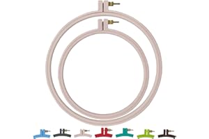 Maker Susan Plastic Embroidery Hoop, Hello Series Cross Stitch Hoops for Beginners, Punch Needle Hoop, Embroidery Frames for Sewing, Needlework, Embroidery Projects (Soft Pink, 2 Pcs Set)