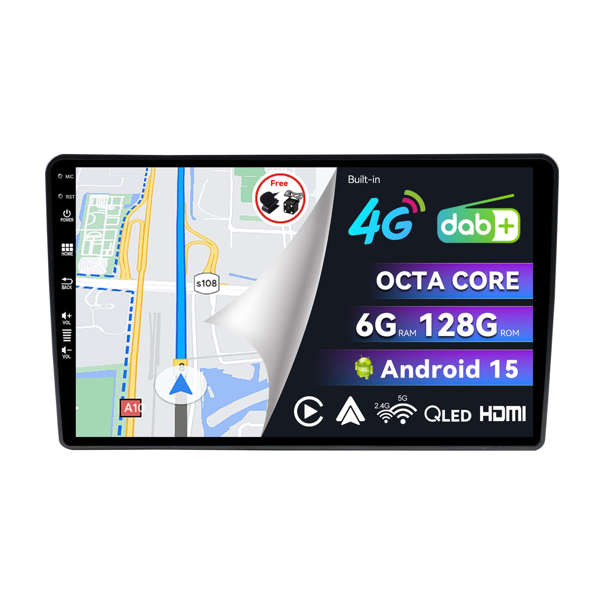 BXLIYER | Built-in DAB & 4G LTE | Android 15 Car Stereo For Renault Duster/Dacia Sandero/Lada Xray 2/Captur/Logan 2-6G+128G - CarPlay/Android Auto - Camera + MIC - 9 Inch QLED - SWC Dual Band WIFI