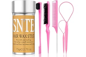 SAMNYTE 6Pcs Hair Wax Stick Set for Flyaways, Topsy Tail Hair Tools for Women, Teen Girls & Kids, Slick Back Hair Brush, Bun Accessories, Non-greasy Styling Tools Slick Stick, 2.7 Oz