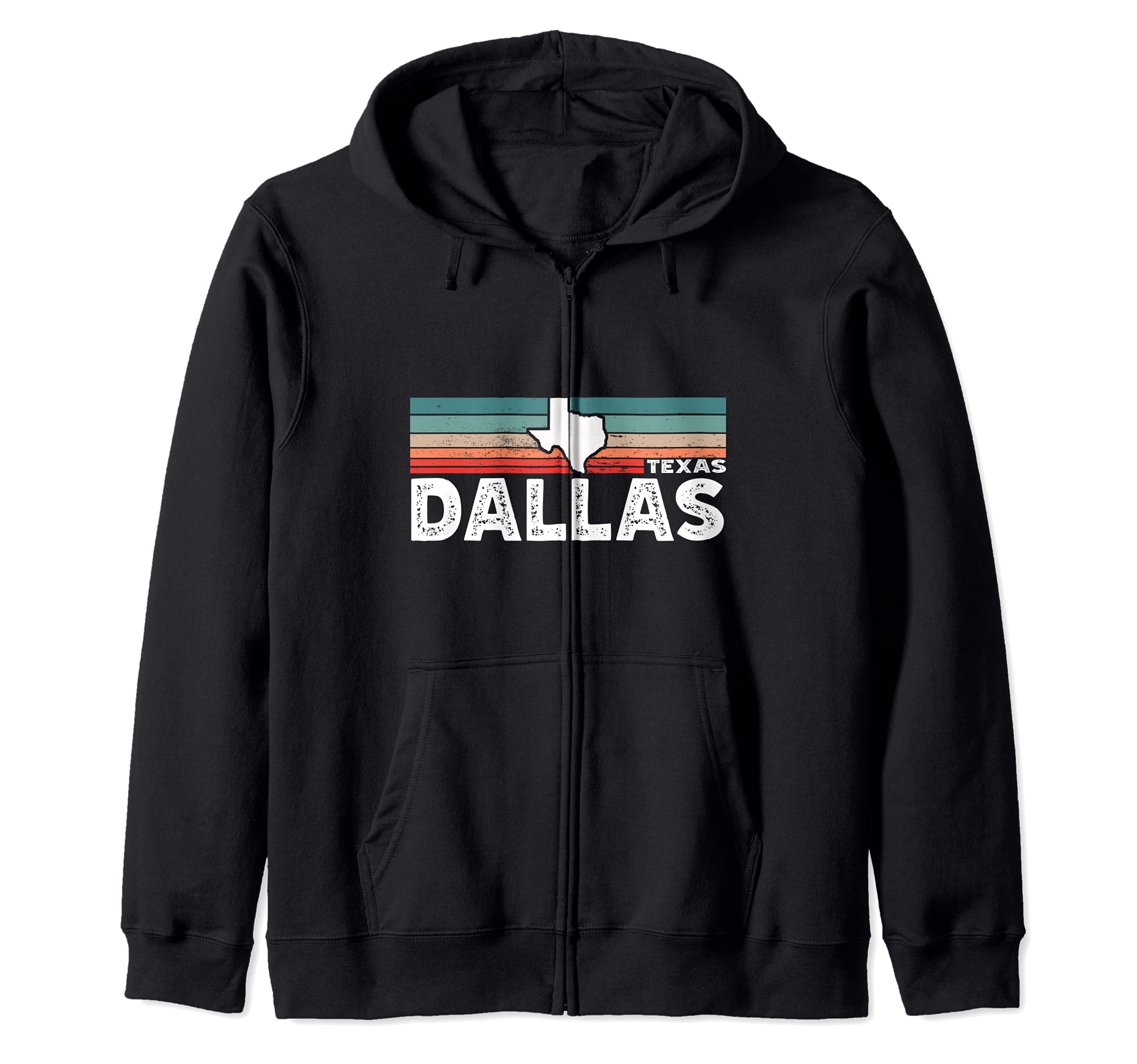 Vintage Retro Dallas TX Tourist Native Texas State Zip Hoodie