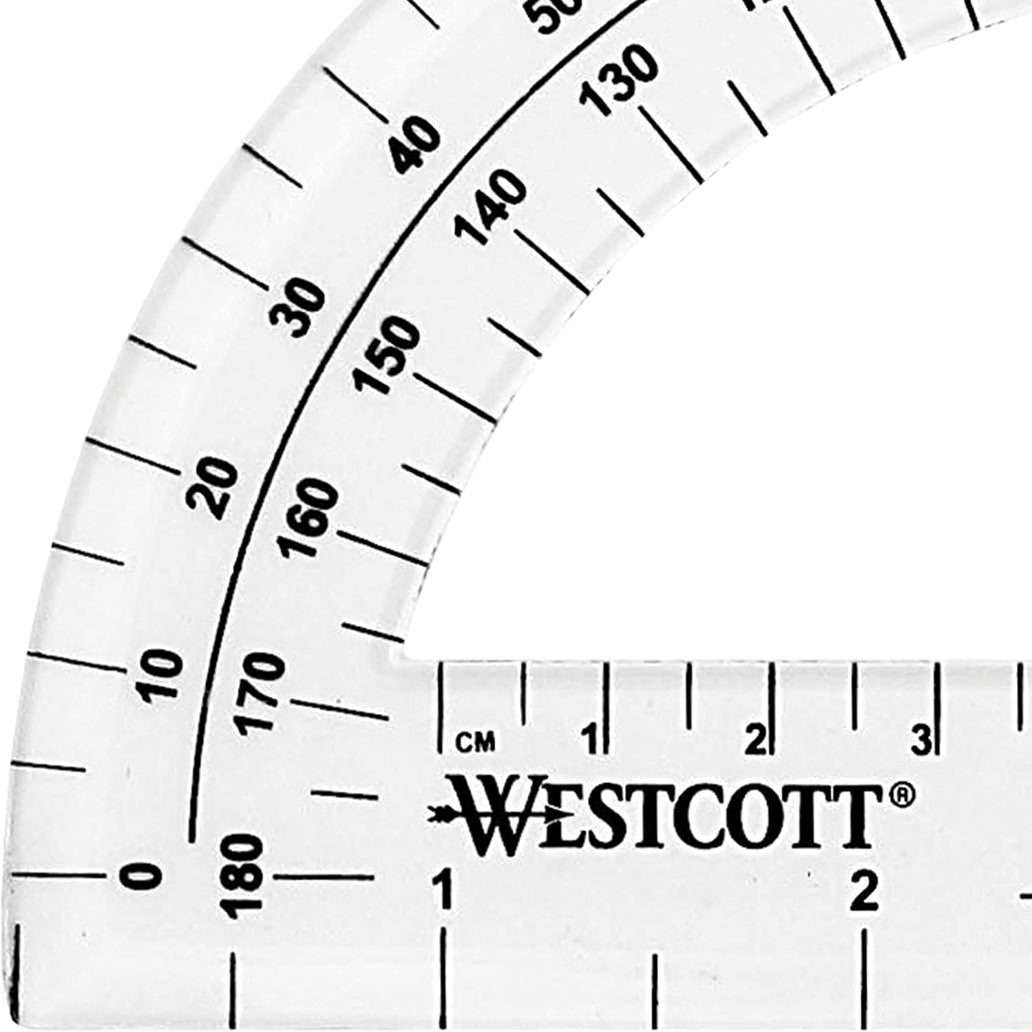 Westcott 6-Inch Plastic 180 Degree Protractor, Clear: Arts, Crafts & Sewing