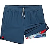 maamgic Men's 5'' Athletic Shorts 2 in 1 Running Shorts Recycled Polyester Workout Shorts