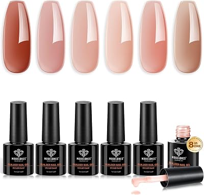 Modelones Builder Gel 6 Colors 8-in-One Pink Red Nude Gel for Nails