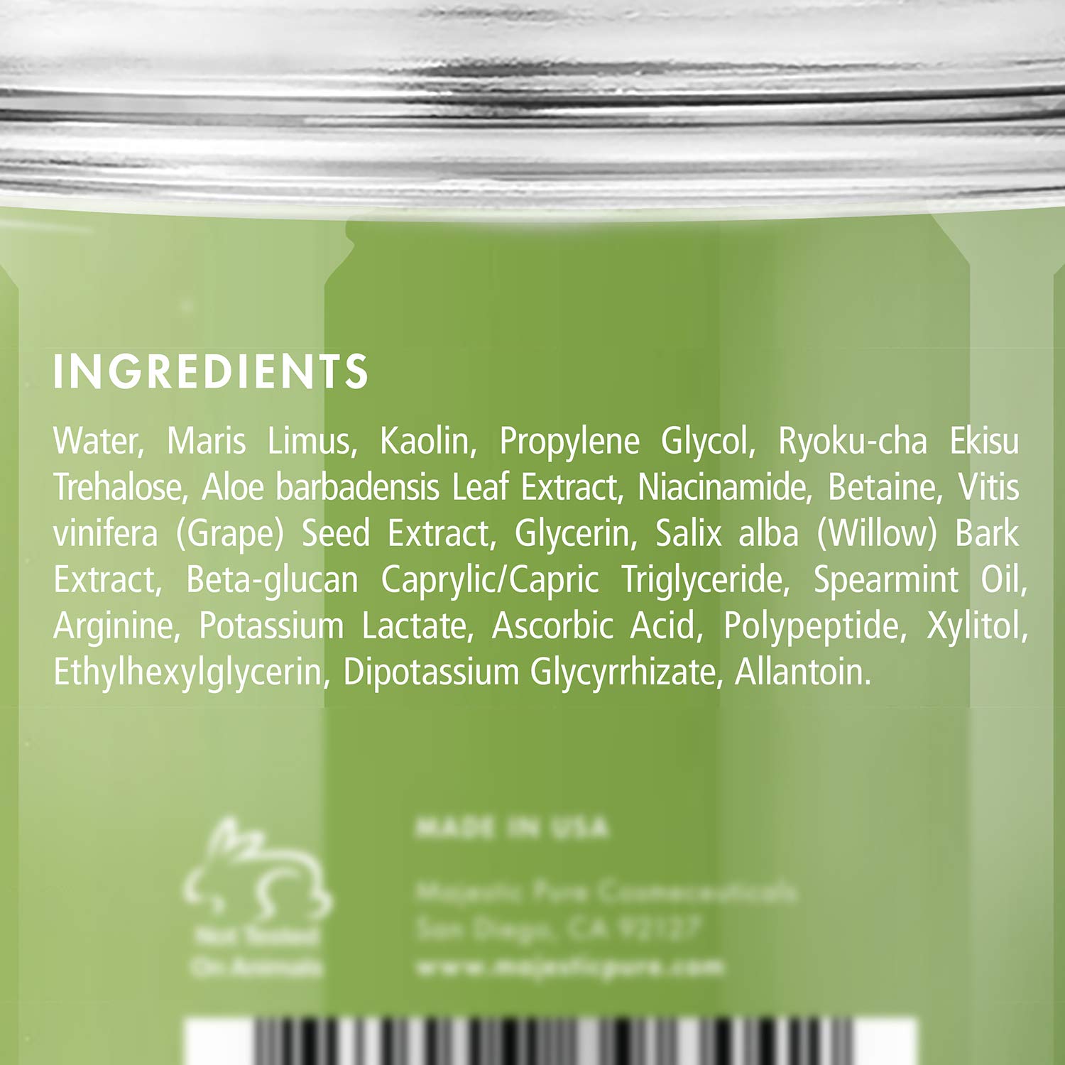 Majestic Pure Green Tea Mint Mud Mask - Exfoliating Facial Face and Skin Mask for Blackhead and Acne - Rich in Antioxidant, Fight Free Radicals, 10 oz : Beauty