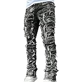 Stacked Jeans Men Skinny Ripped Jeans Slim Fit Denim Pants Y2K Goth Harajuku Emo Jeans Trouser