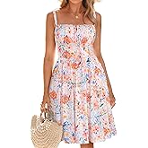 YIOYOLA Womens Summer Mini Corset Casual Dresses Spaghetti Straps Lace Up Vacation Beach Sundress with Pockets