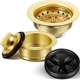 Norme 5 Pcs 3-1/2" Kitchen Sink Drain for Garbage Disposal,Gold | Kitchen Sink Garbage Disposal Drain Strainer, Garbage Disposal Flange Stopper, Strainer and Splash Guard, Stainless Steel