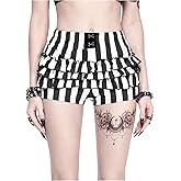 Verdusa Women's Y2K Goth Striped Color Block Micro Shorts Elastic Waist Ruffle Skinny Shorts