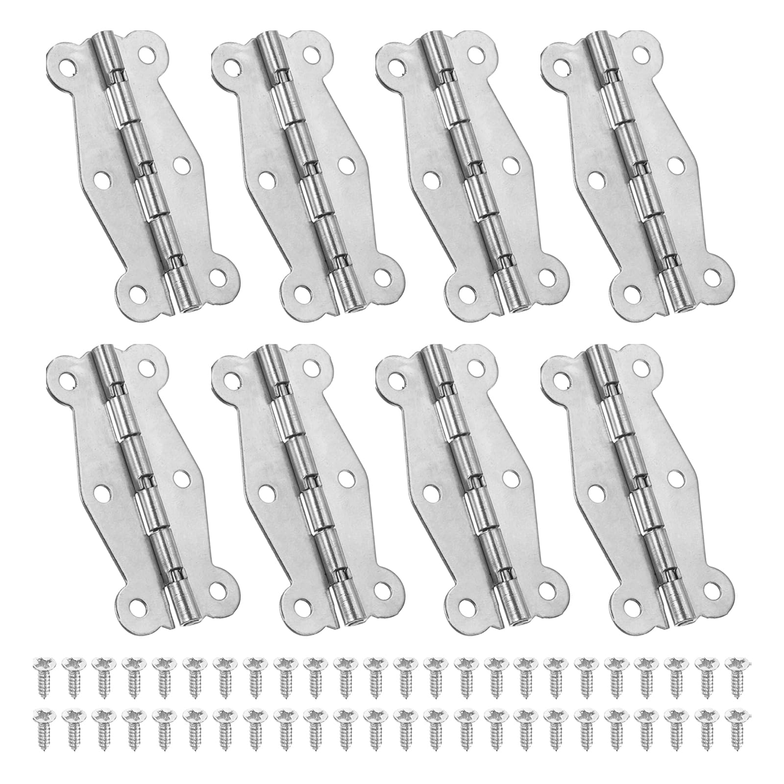 PATIKIL Small Vintage Box Hinges 2 Inch, 8 Pack 180-Degree Butterfly Decorative Hinges Jewelry Box Hardware with Screw for Cabinet Wooden Box Drawer Craft, Silver