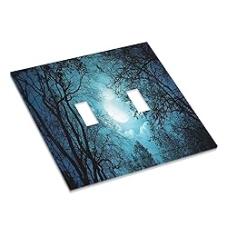 Spshian Light Switch Cover Teal Full Moon Forest 2