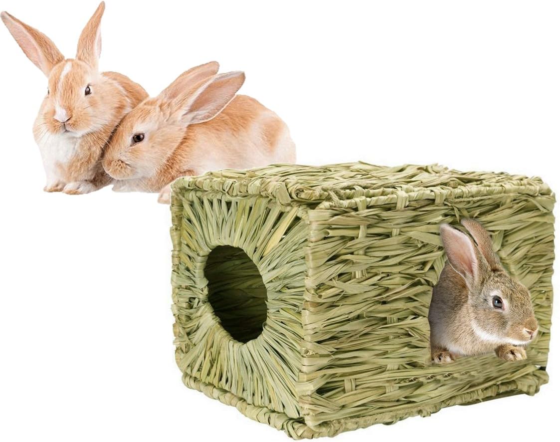 Grass House for Rabbits, Loveone(TM) Foldable Natural Safe Hideaway Durable Chew Toy Mat Bed for Hamster/ Chinchillas/ Guinea pigs/ Ferret/ Small Pets
