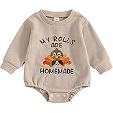 YINGISFITM Thanksgiving Halloween Baby Girl Boy Outfit Turkey Sweatshirt Bubble Romper Sweater Shirt Onesie Fall Clothes