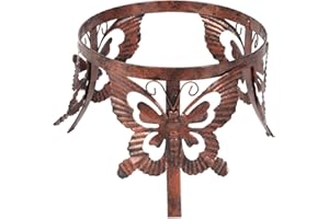 Lily's Home Metal Gazing Ball Stand for 10 or 12 inch Metal and Glass Garden Gazing Globes. 5.5" Tall (Butterfly)