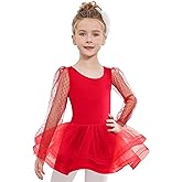 Zaclotre Ballet Leotards for Girls Mesh Long Sleeve Toddler Tutu Dress Dance Outfit Ballerina Costume