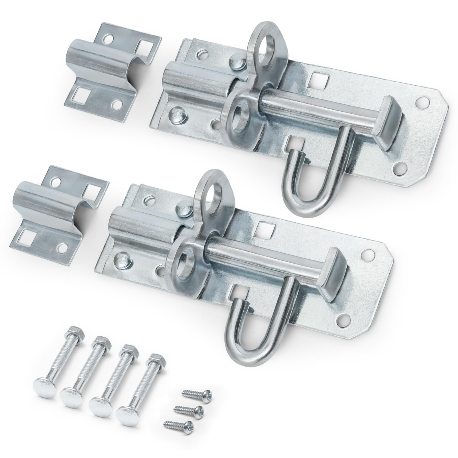 onesto Pack of 2-4” Brenton Bolt with BZP Finish – Heavy Duty Steel Door Bolt with Fixings – Ideal for Gates, Sheds, Garages & Outdoor Doors