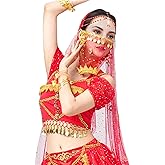 Wuchieal Women's Belly Dance Tribal Face Veil With Halloween Costume Accessory Cosplay Veil
