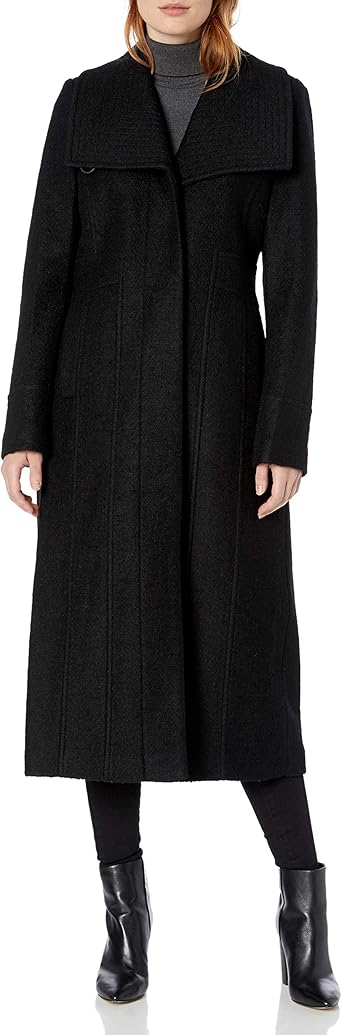 kenneth cole asymmetrical belted maxi wool coat