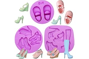 Acvcatto Silicone Molds for High Heels Shoes Boots, Fashion Theme Fondant Cake Decorating, Purple, 3 Pack