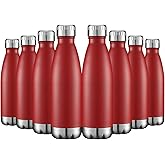 HASLE OUTFITTERS 17oz Stainless Steel Water Bottles Bulk, Vacuum Insulated Water Bottles Double Walled Powder Coated Reusable Metal Sports Water Bottles Keep Drinks Hot and Cold, Red, 8Packs