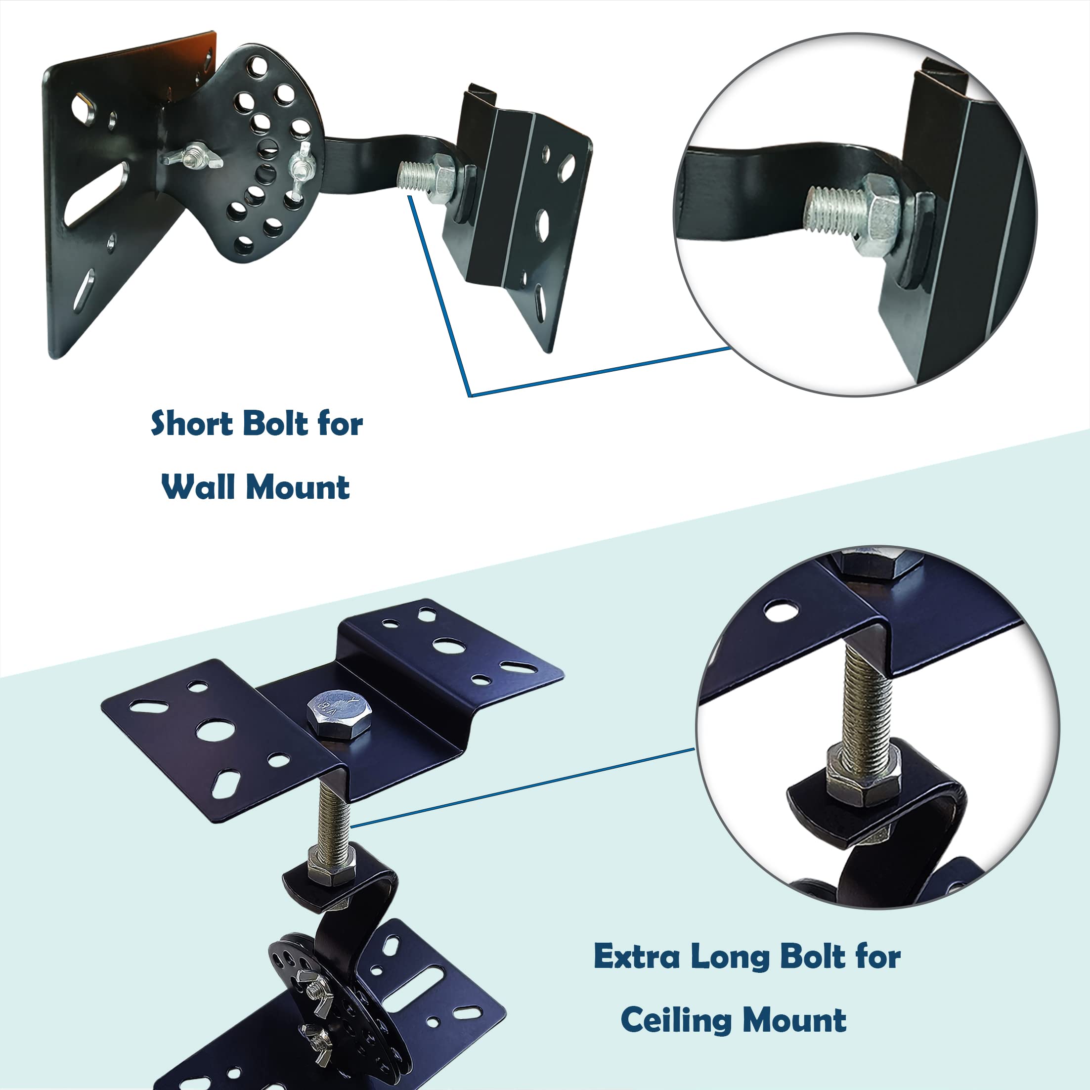 SPS 506B Ceiling Speaker Mounts Wall Mount, Horizontal 360 Degree Total Adjustment, Hold up to 90lbs, Stainless Steel, Ceiling Mounting Bracket for Large Surrounding Sound Speakers(2 Packs Black)