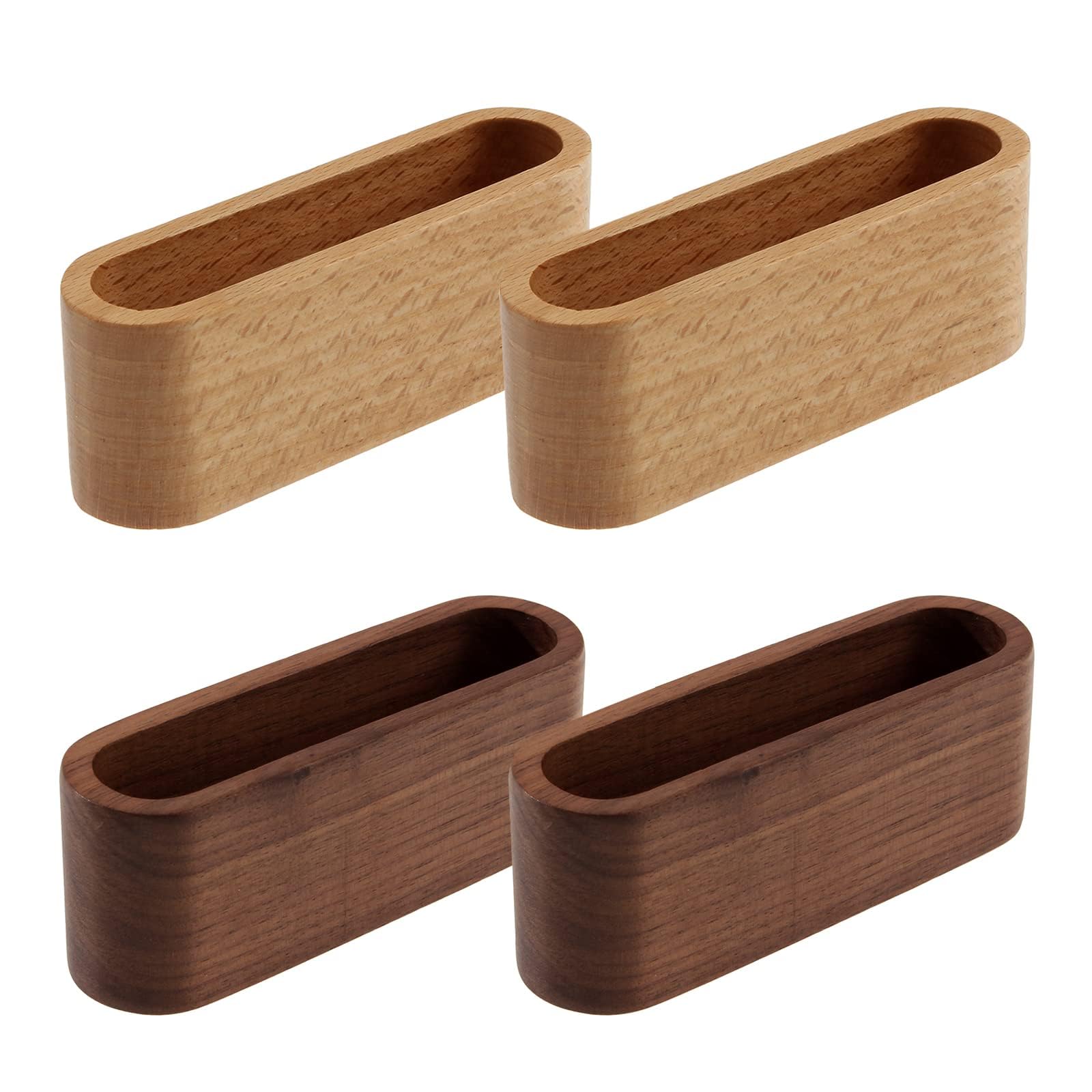 RoadLoo Wooden Business Card Holder - 4 Pcs Storage Box and Display Stand for Office Desktop