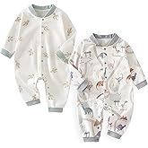 Cherie Kids 100% Organic Cotton Soft 3-24 Months Unisex Footless Newborn Baby Sleepers Pajamas Romper Boys Girls Long Sleeve