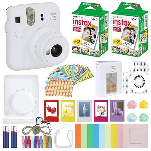 Fujifilm Instax Mini 12 Instant Camera Clay White Carrying Case
