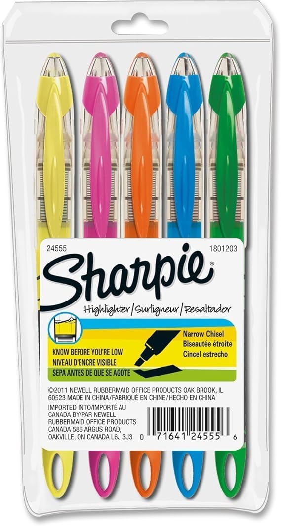 Sanford 24555 Accent Liquid Pen Style Highlighter Chisel Tip Assorted 5 Set Office Products Amazon Com