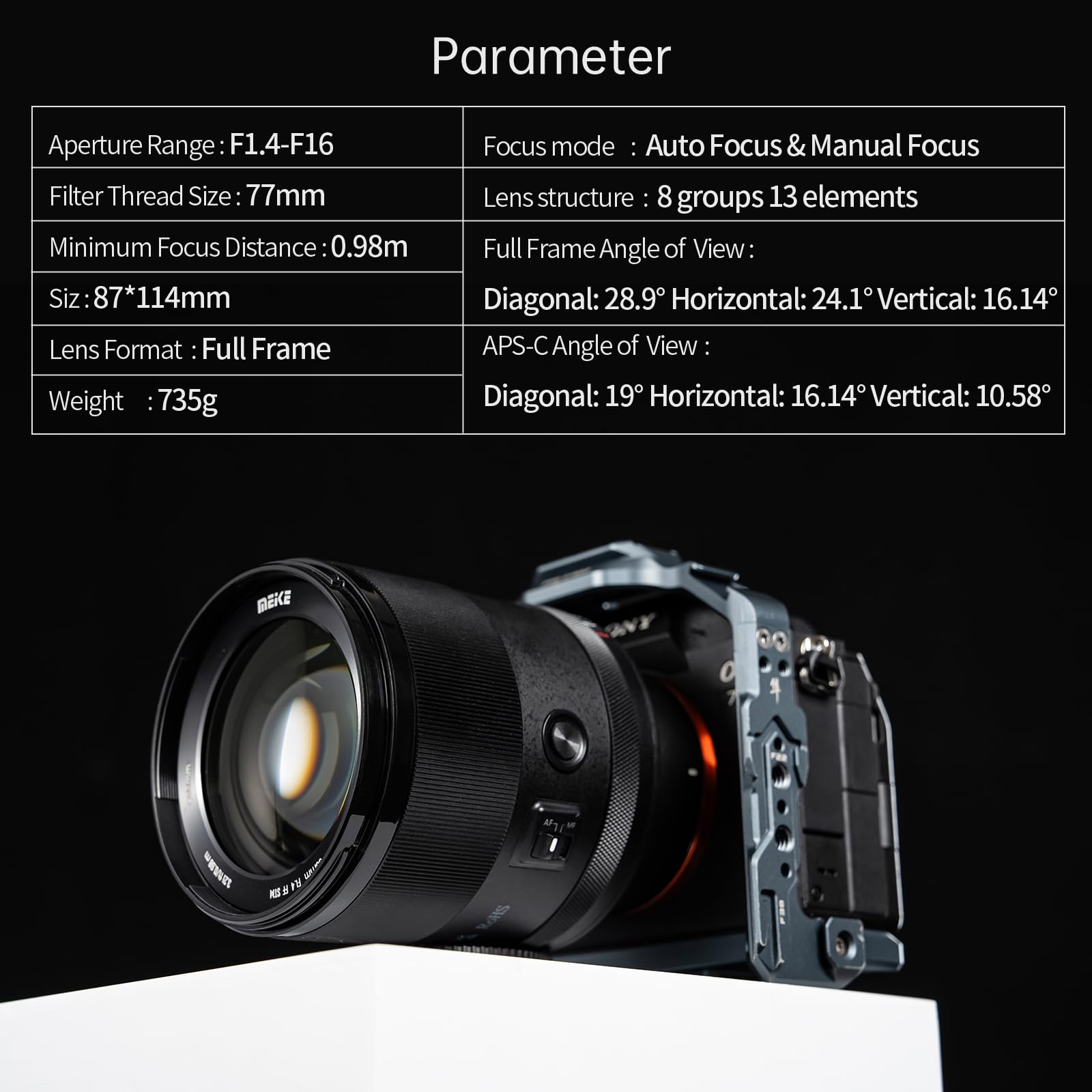 Meike 85mm F1.4 Auto Focus Large Aperture Full Frame STM Stepping Motor Medium Telephoto Portrait Prime Lens Compatible with Sony E Mount Cameras A7 A7R A7IV A7R IV A7III A7RIII A7SIII A9 A7C A7CII