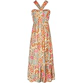 GRACE KARIN 2025 Women's Criss Cross Halterneck Sleeveless Summer Floral Print Flowy A Line Maxi Dress