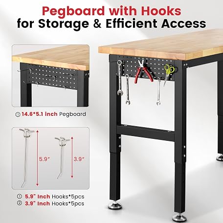 Mua ENJOYWOOD 60 Inch Workbench for Garage Adjustable Height Work Bench ...